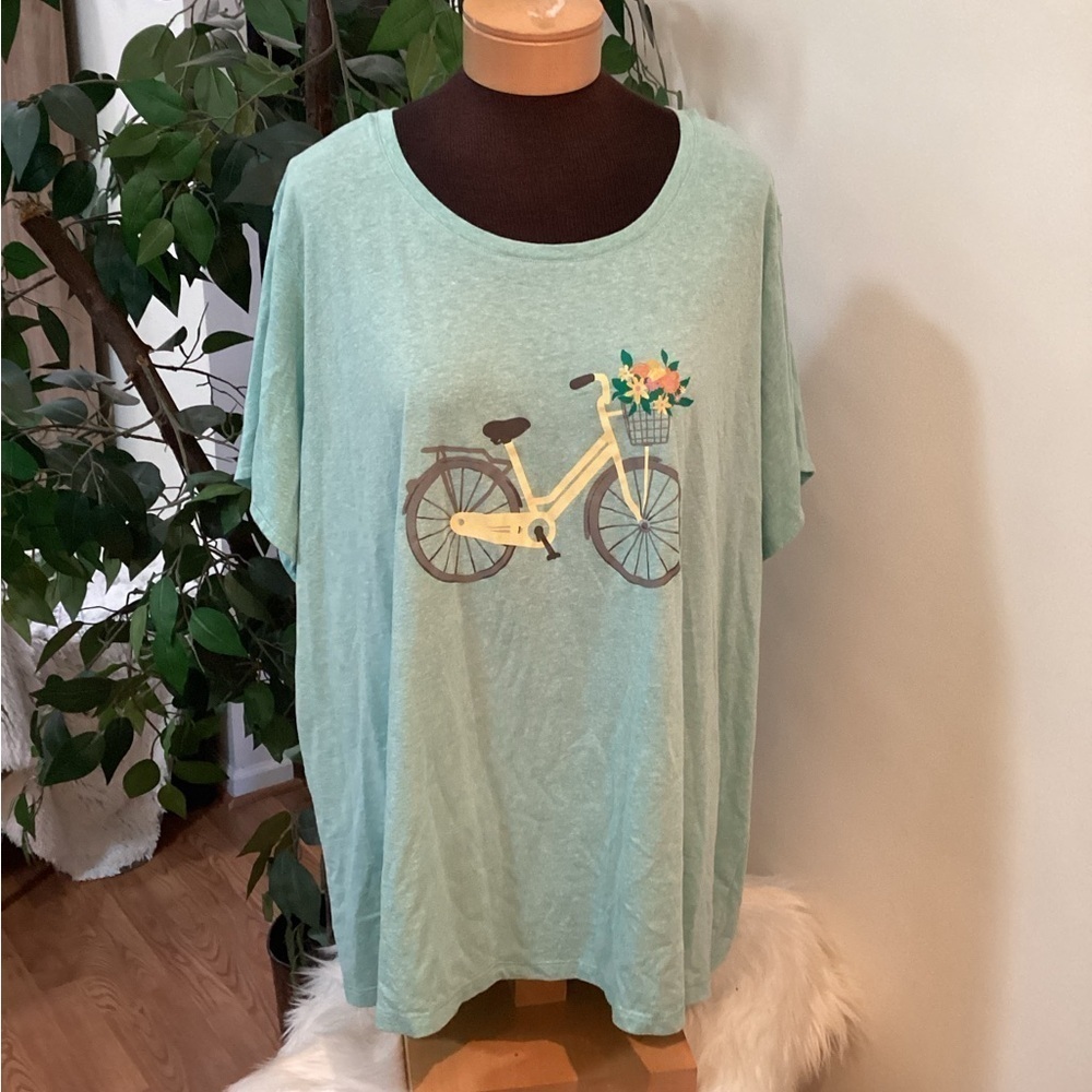 St John’s Bay short sleeve crew neck tee bicycle themed Woman’s 4X